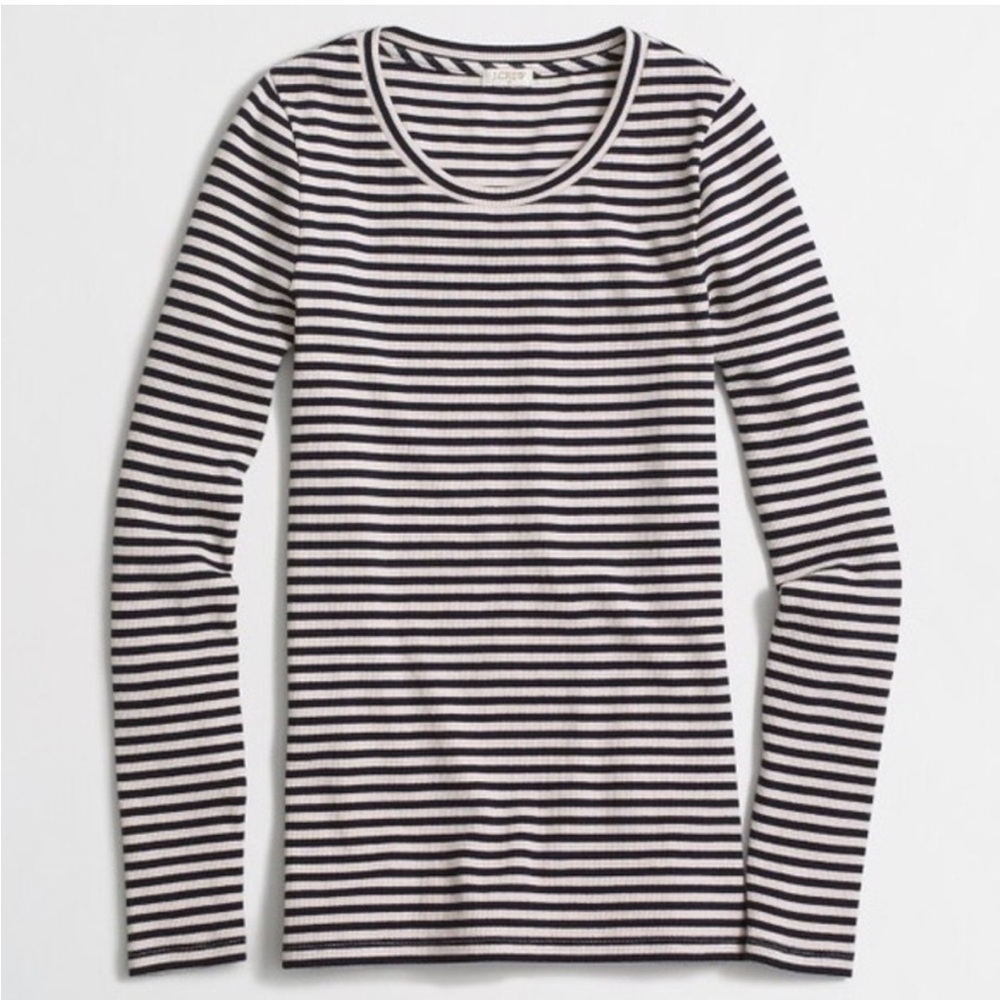 J. Crew Ribbed Long Sleeve Stripe Tee, Small